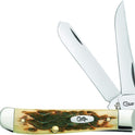 Case, XX WR Pocket Knife Amber Bone Mini Trapper Item #013 - (6207 SS) - Length Closed: 3 1/2 Inches