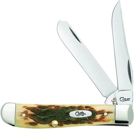 Case, XX WR Pocket Knife Amber Bone Mini Trapper Item #013 - (6207 SS) - Length Closed: 3 1/2 Inches