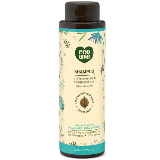 ecoLove, Natural Shampoo for All Hair Types, Sodium lauryl sulfate Free, Vegan & Cruelty Free Shampoo, With Natural Moroccan Oil Extract, No SLS or Parabens, 17.6 oz
