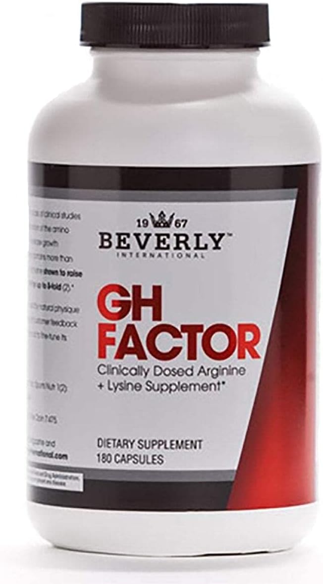 Beverly International, GH Factor, 180 Capsules. Raise Levels by Up to 8-Fold. Clinically Dosed Arginine + Lysine Supplement. P.M. Growth Promoter for Men & Women. Revitalize Your Physique.