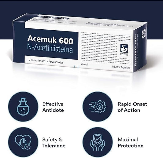 Acemuk, N-Acetylcysteine (NAC) 600mg - Supports Respiratory Health, Immune Function, Liver & Kidney Detox - Potent Antioxidant, Easy to Absorb - 40 Tablets (2-Pack)