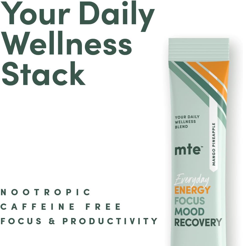 MTE®, Wellness Powder for Focus, Productivity & Energy | Adaptogen & Nootropics Support Brain & Body | Caffeine-Free | No Sugar or Additives