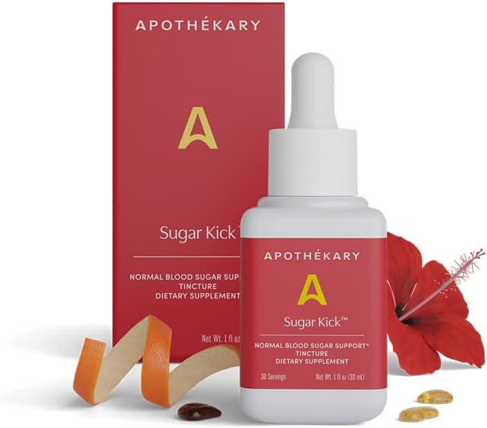 Apothékary, Sugar Kick Herbal Supplement Liquid Drops, Curbs Cravings and Helps Support Normal Blood Sugar, Made in USA, 1 Fl Oz, 30 Servings
