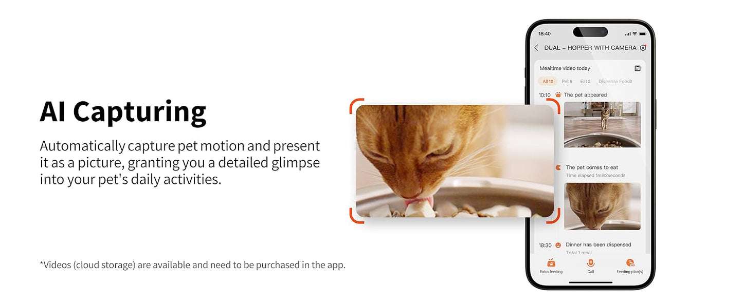 PETKIT, Automatic Cat Feeder with Camera, 1080P HD Video with Night Vision, 2.4G WiFi Pet Feeder with Phone App Control, 2-Way Audio for Cats and Small Dogs, Portion Control Up to 10 Meals Per Day