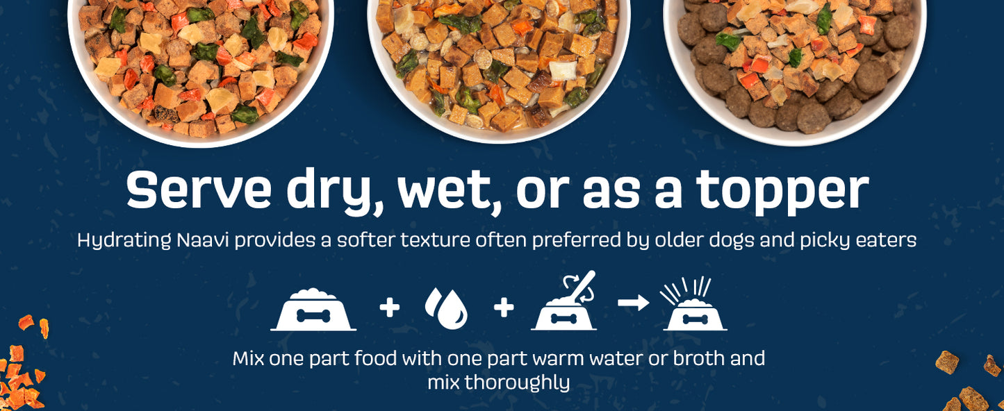 NAAVI, Natural Dog Food - Slow-Roasted Beef Bowl with Ancient Grains, Vegetables & Fruits - Ideal Wet/Dry Meal or Premium Dog Food Toppers for Picky Eaters (4 lbs)