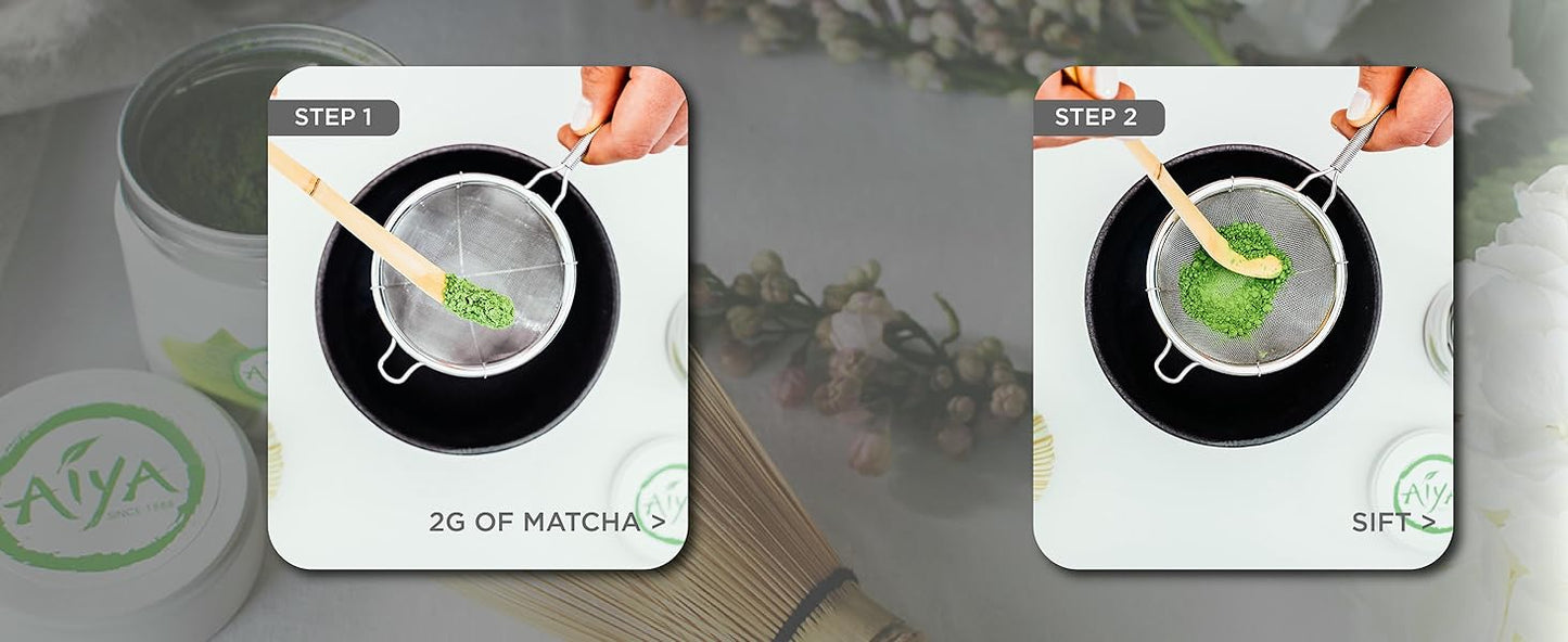 Aiya, Authentic Japanese Premium First Harvest Ceremonial Grade Matcha Green Tea Powder - Vegan-Friendly, Zero Sugar, Gluten-Free - 30g Tin