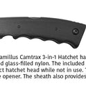 Camillus, Camtrax 3-in-1 Hatchet, Hammer, and Folding Saw with Hard Molded Hatchet Sheath, Black (19142)