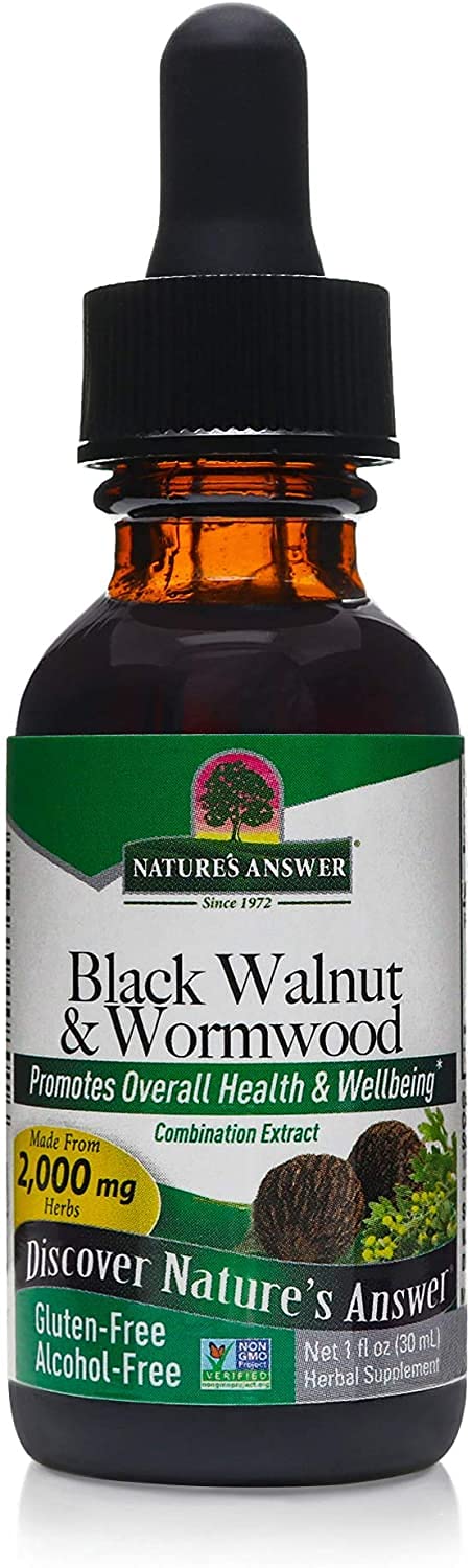 Nature's Answer, Black Walnut & Wormwood | 2,000mg | Vegan, Non-GMO, Gluten-Free & Alcohol-Free | Promotes Gut Function | 1 Oz (2 Pack)