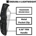 Spyderco, Endura 4 Lightweight Signature Knife with 3.80" VG-10 Steel Blade and FRN Handle - CombinationEdge - C10PSBK