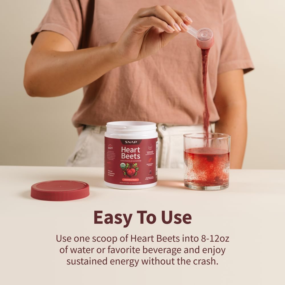 Snap Supplements, Heart Beets, Organic Beet Root Powder, Mixed Berry, 30 SRV
