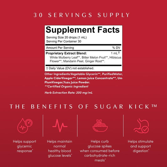 Apothékary, Sugar Kick Herbal Supplement Liquid Drops, Curbs Cravings and Helps Support Normal Blood Sugar, Made in USA, 1 Fl Oz, 30 Servings
