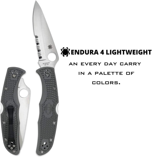 Spyderco, Endura 4 Lightweight Signature Knife with 3.80" VG-10 Steel Blade and Foliage Green FRN Handle - CombinationEdge - C10PSFG