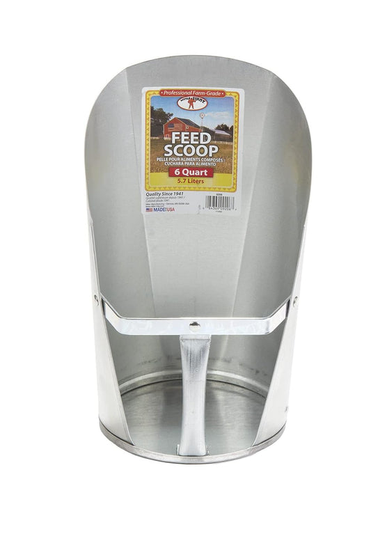 Little Giant®, Galvanized Feed Scoop for Livestock | Heavy Duty Stackable Feed Scoop with Enclosed Handle (6 Quart, 1, Count)