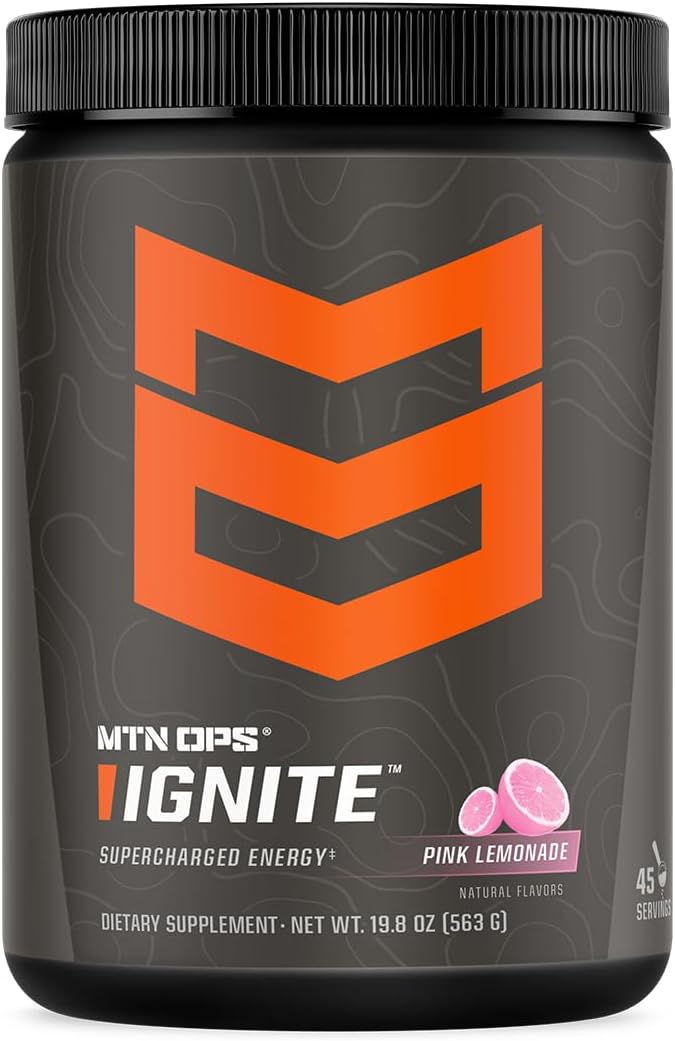 MTN OPS, Ignite Supercharged Energy Drink Mix 45-Serving Tub, Pink Lemonade