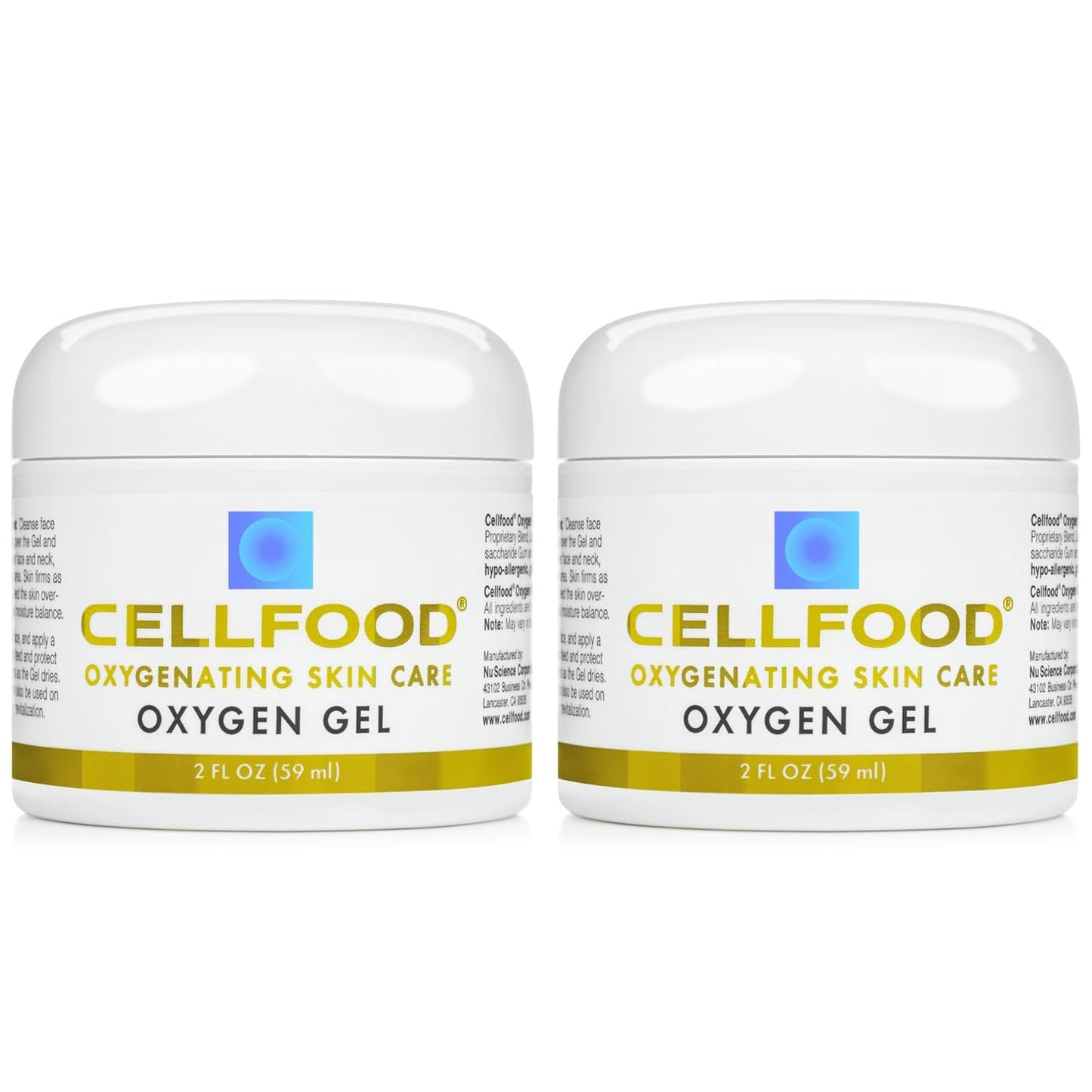 Cellfood, Oxygen Gel - 2 oz, 2 Pack - Nutrient Rich - Provides Moisture & Protection, Decreases Look of Fine Lines - Aloe Vera, Lavender Blossom Extract, Cellfood & Glycerine - Hypoallergenic, Non-GMO