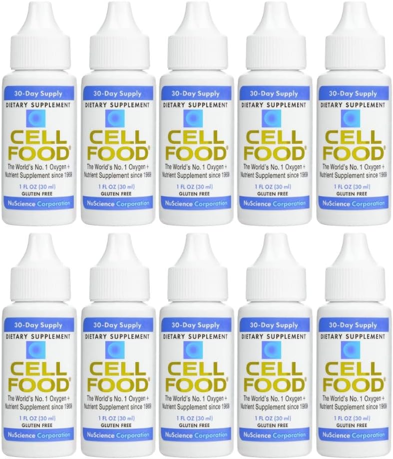 Cellfood, Oxygen Boost - 1 fl oz, 10 Pack - Liquid Oxygen Supplement for Lymphatic Drainage, Altitude Sickness, Jet Lag, Fatigue, Headaches, Hangovers & Energy - Gluten Free, Cert. Kosher