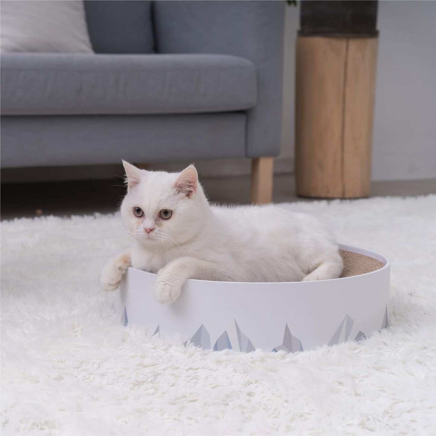 Pidan, Cat Scratch Bowl Cat Cardboard Pad for Indoor Cats Lounge - Round Cat Scratcher Couch Bed with Geometric Pattern