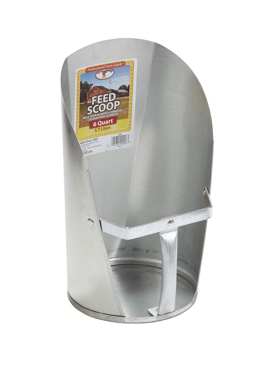 Little Giant®, Galvanized Feed Scoop for Livestock | Heavy Duty Stackable Feed Scoop with Enclosed Handle (6 Quart, 1, Count)
