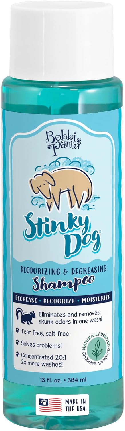 Bobbi Panter, Deodorizing Dog Shampoo Chamomile & Plant-Based Deodorizers – Degreasing Natural Formula for Strong Odors, Fresh Clean Scent, Tear-Free, 25:1 Concentrate, Made in USA, 13 oz