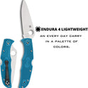 Spyderco, Endura 4 Lightweight Signature Knife with 3.80" VG-10 Steel Blade and Blue FRN Handle - PlainEdge - C10FPBL