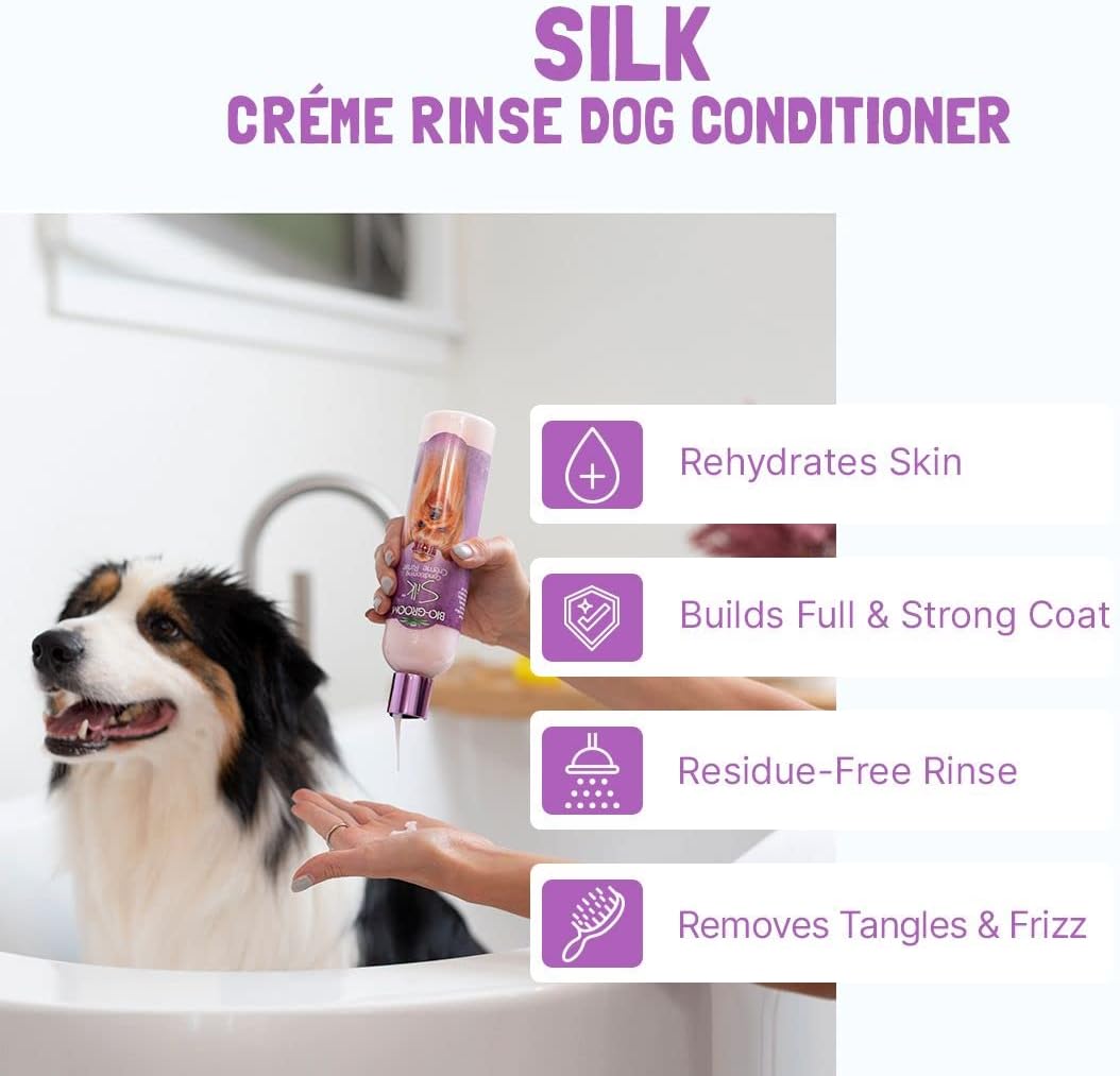 Bio-Groom, Silk Creme Rinse Dog Conditioner - Conditioner for Dogs, Puppy Conditioner, Dog Conditioner Detangler, Dog Hair Conditioner - 32 Fl Oz 1-Pack