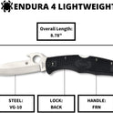 Spyderco, Endura 4 Signature Knife with 3.80" VG-10 Steel Blade with Emerson Opener and FRN Handle - PlainEdge - C10PGYW