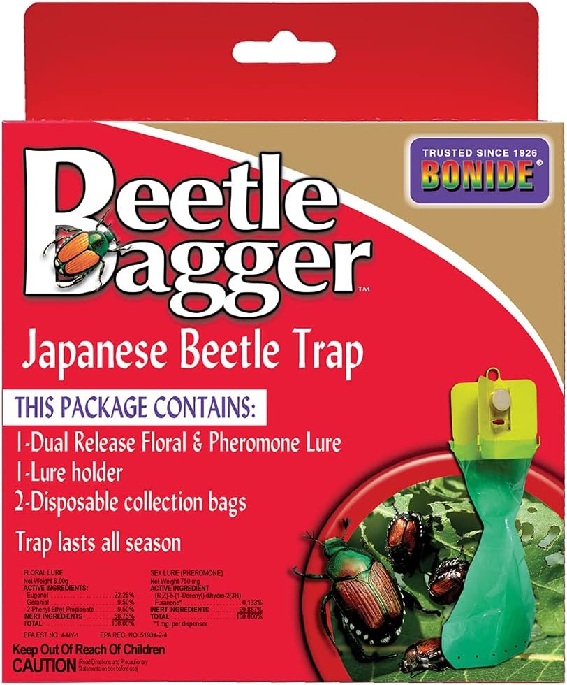 Bonide, Beetle Bagger Japanese Beetle Trap Kit for Indoors and Outdoors, 2 Disposable Collection Bags Included