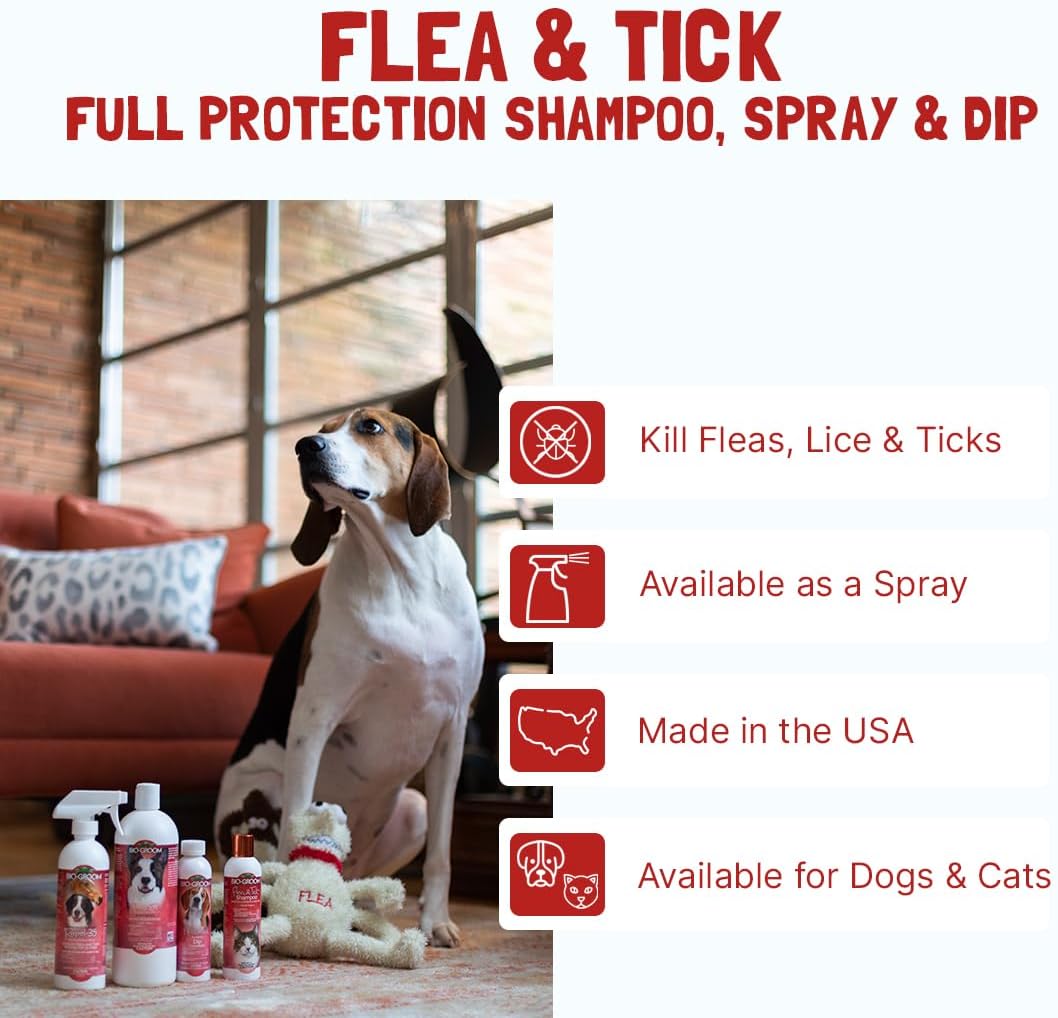 Bio-Groom, Flea & Tick Dog Shampoo – Flea and Tick Prevention for Dogs, Cat Flea Treatment, Cruelty-Free, Made in USA, Natural Tick Repellent, Protein-Lanolin Shampoo – 32 fl oz 1-Pack