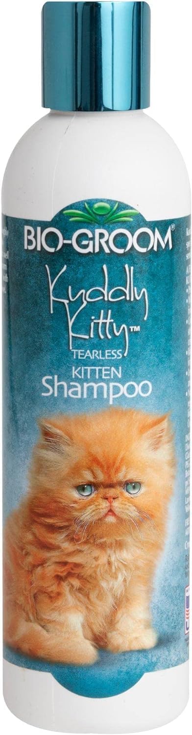 Bio-Groom, Kuddly Kitty Shampoo - Tearless, Gentle Kitten Shampoo, Soap-Free, Cat Bathing Supplies, Quick Rinse, Cat & Kitten Grooming Supplies, Cruelty-Free, Made in USA, Cat Shampoo - 8 fl oz 1-Pack