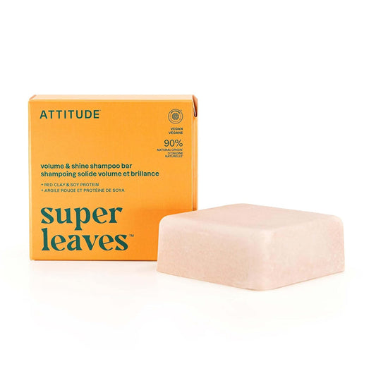 ATTITUDE, Volume & Shine Shampoo Bar, Natural Origin, for Thin and Flat Hair, Soy Protein & Red Clay, EWG Verified & Clean Ingredients, Vegan, Orange Blossom & Eucalyptus, 4 Oz