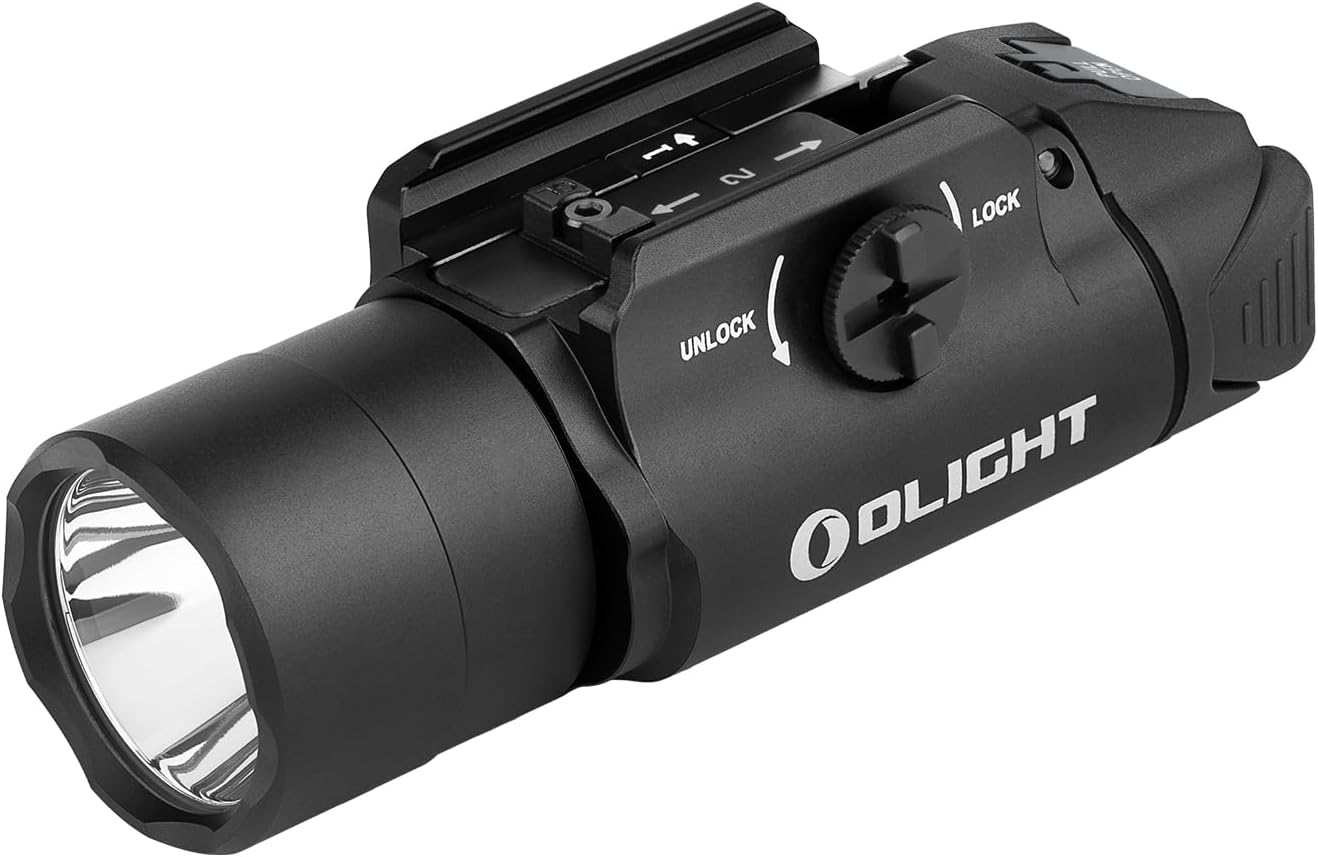 OLIGHT, PL Turbo Weapon light, 800-Lumen 515 Meters Long-Range Tactical Flashlight, 66,300 High Candela Compact Rail-Mounted Light with Strobe Function and Rail Locating Keys, Fits Picatinny and GL Rail