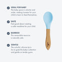 Avanchy, Baby Spoons 5 Bamboo and Silicone Set, Self Feeding Food Utensils, 4 Months Baby Led Weaning, 5 Pack W/Blue