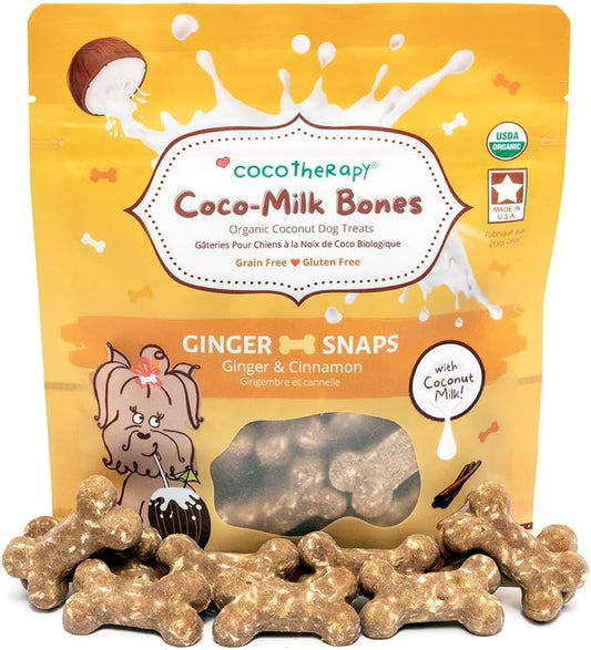 CocoTherapy, Coco-Milk Bones Dog Treat (Ginger Snaps) 6 Oz.