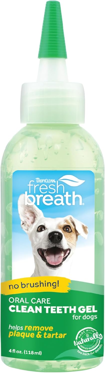 TropiClean, Fresh Breath Dog Toothpaste for Teeth Cleaning, Breath Freshener, Easy to Use Plaque & Tartar Remover Gel, No Toothbrush Needed, 4oz.