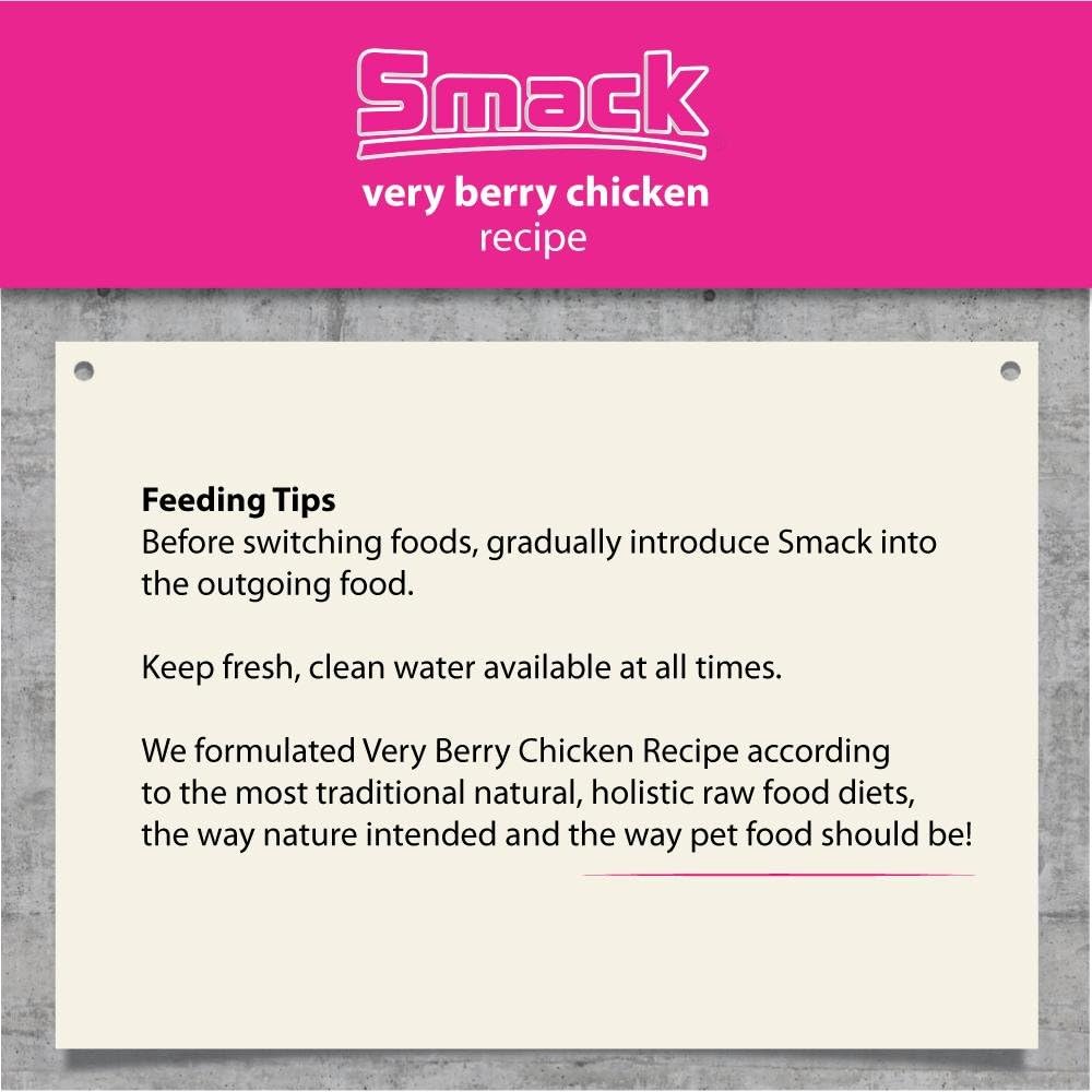 Smack, Pet Food Organic Raw Dehydrated Dog Food Grain-Free, Gluten-Free, Raw Food for Dogs (Very Berry Chicken), 8.8 Ounce