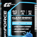 EC Sports, OptiForce Preworkout , 30 Servings, Icey Blue Raspberry, 6G Citrulline Mallate, 2G Beta Alanine, 2G Betaine Anhydrous, Natural Caffeine