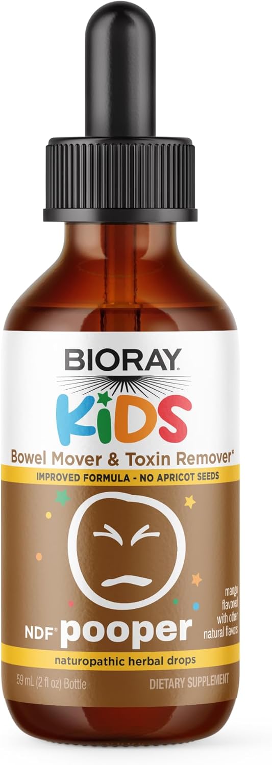 BIORAY, Kids NDF Pooper, Mango - 2 fl oz - Bowel Mover - Non-GMO, Vegan, Gluten Free - 30 Servings