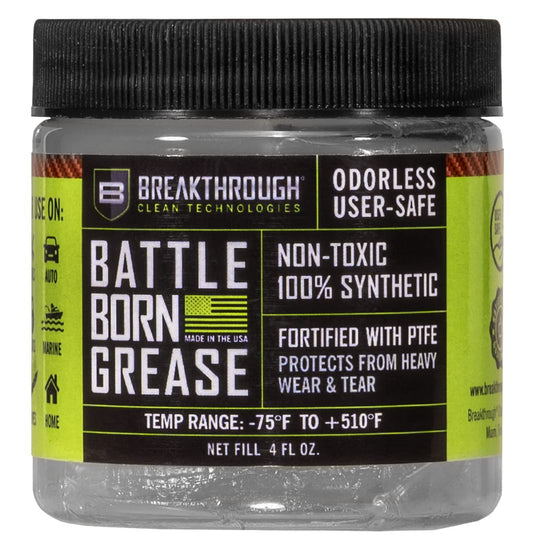 Breakthrough Clean Technologies®, Battle Born Grease w/PTFE, 4oz Jar, Clear