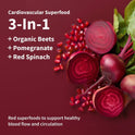 Snap Supplements, Heart Beets, Organic Beet Root Powder, Mixed Berry, 30 SRV