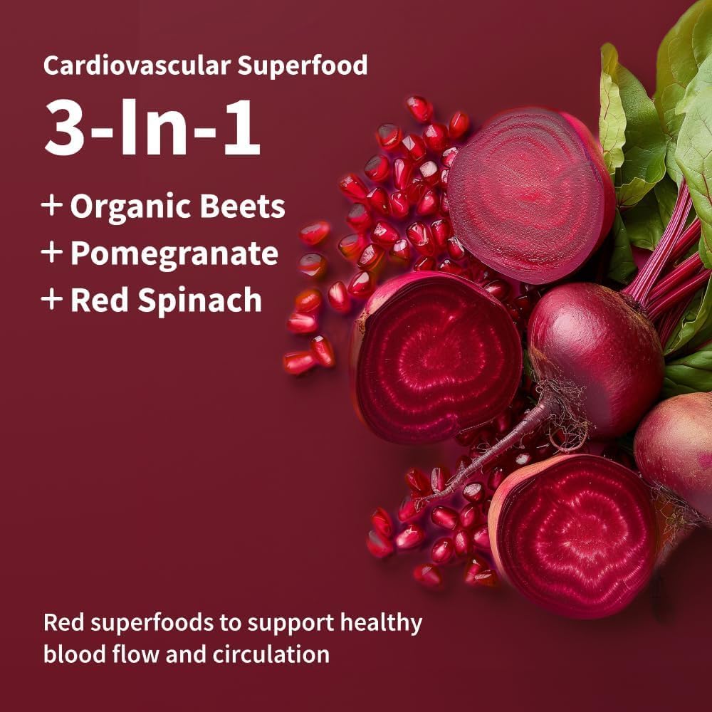 Snap Supplements, Heart Beets, Organic Beet Root Powder, Mixed Berry, 30 SRV