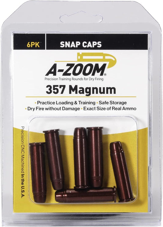 A-Zoom, 357 MAG Snap Cap 6PK, Red, One Size (16119)