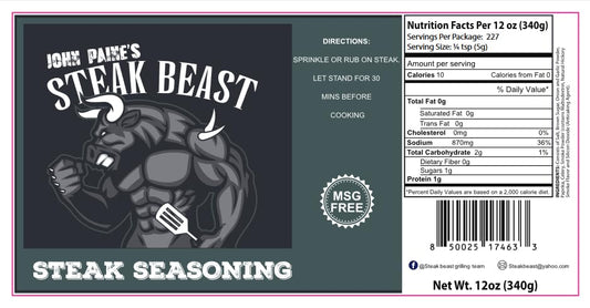 Steak Beast, Seasoning is a tasty Meat Seasoning perfect for Grilling, Frying, Smoking, and Dry Rub. It is 12oz. (Steak Seasoning)