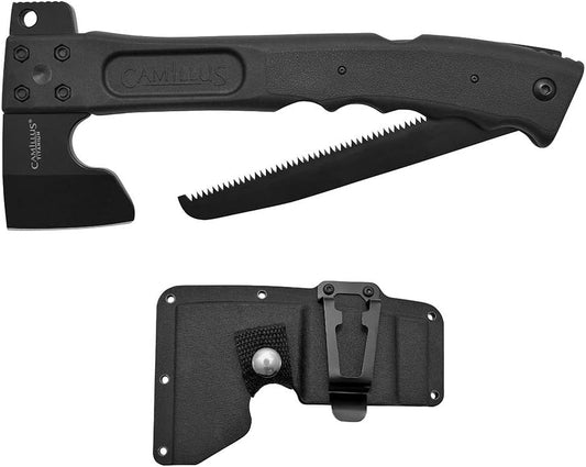 Camillus, Camtrax 3-in-1 Hatchet, Hammer, and Folding Saw with Hard Molded Hatchet Sheath, Black (19142)