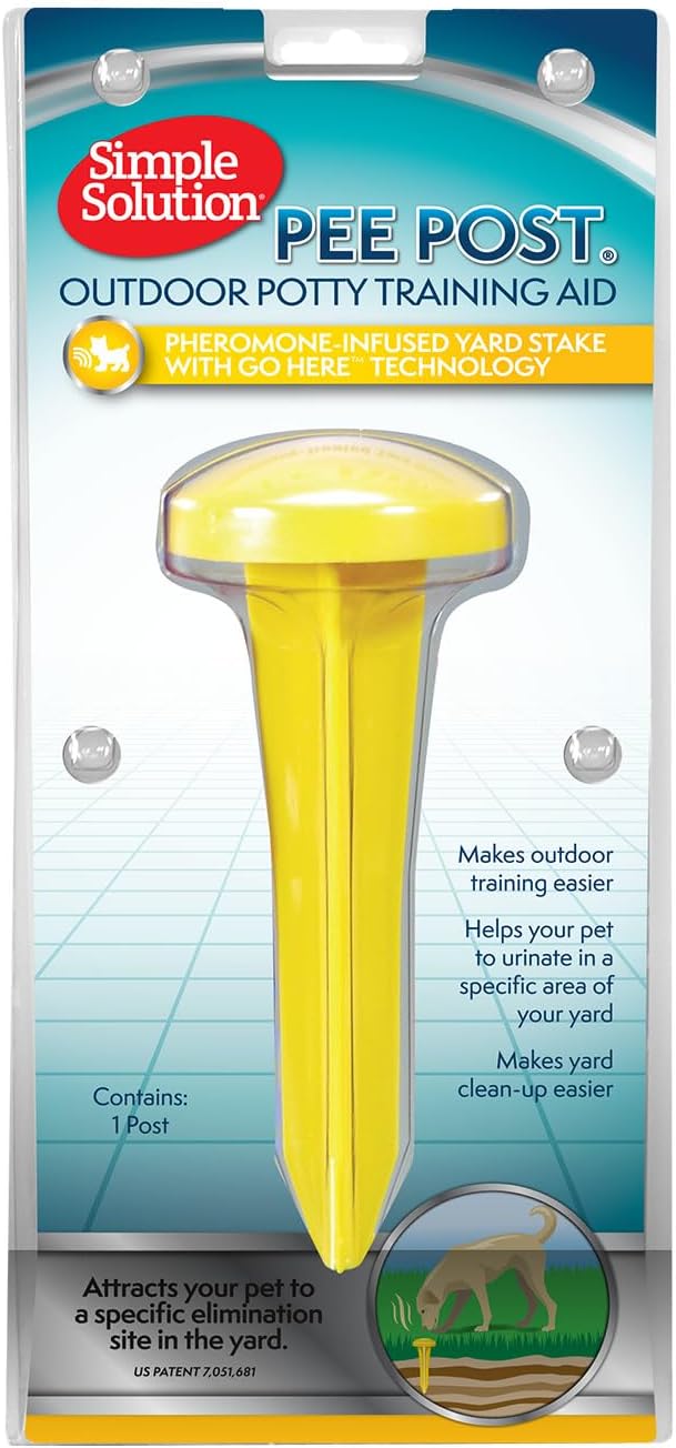 Simple Solution, Pee Post Outdoor Dog Training Aid, 13-Inch Pheromone Infused Yard Marking Stake for Puppy Potty Training, Housebreaking, Lawn and Garden Dog Pee Attractant, Reusable Potty Helper