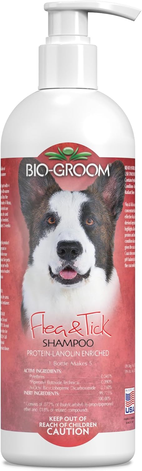 Bio-Groom, Flea & Tick Dog Shampoo – Flea and Tick Prevention for Dogs, Cat Flea Treatment, Cruelty-Free, Made in USA, Natural Tick Repellent, Protein-Lanolin Shampoo – 32 fl oz 1-Pack