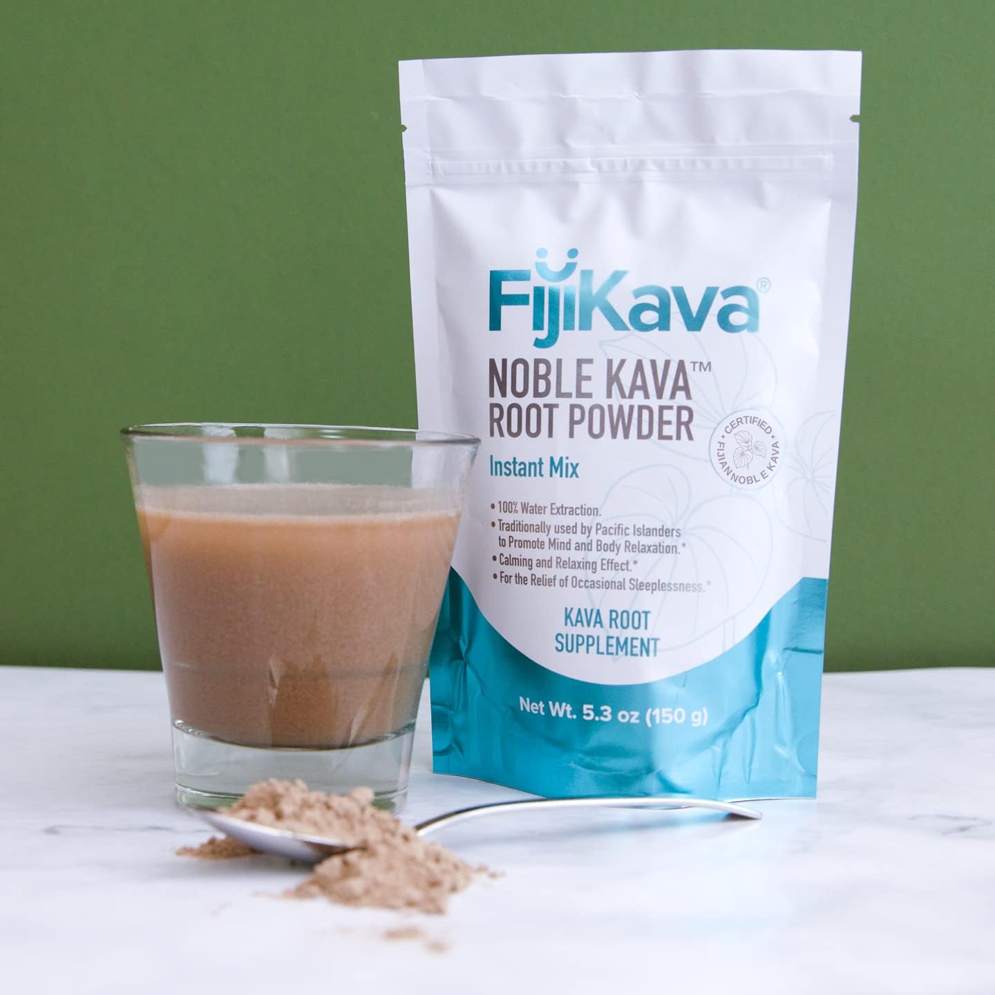 FijiKava, Instant Kava Kava Powder 50g – Premium Kava Root Powder with High Kavalactone Content – Natural Relaxation Aid for Calmness, Stress Relief, and Sleep Support – Easy-to-Mix