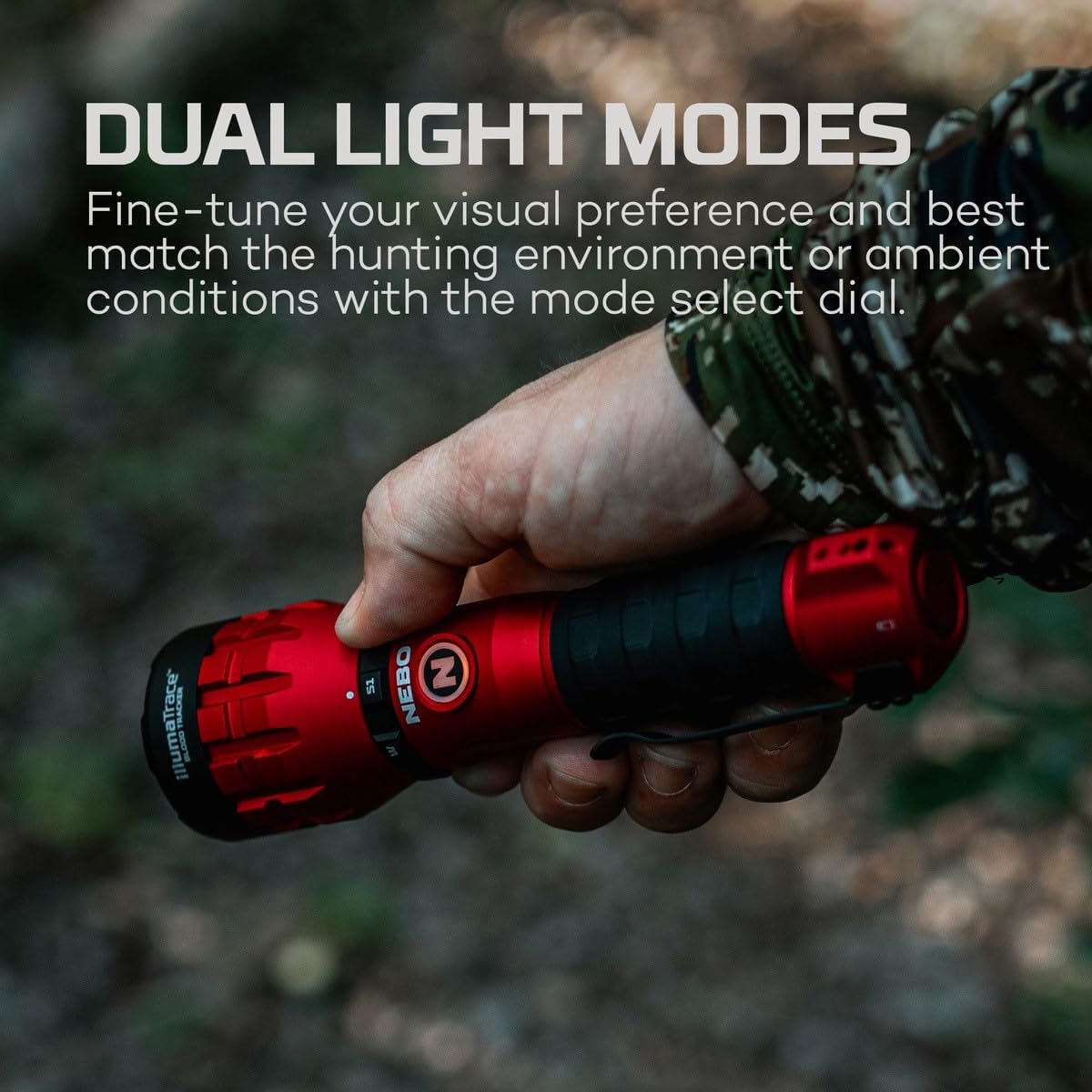 NEBO, IllumaTrace Blood Tracker Flashlight | 180 Lumens, 3 Hour Run Time, Rechargeable Tracking Light for Big Game Hunters, Waterproof, High Grip Handle, White Light Mode, Includes USB Charging Cable