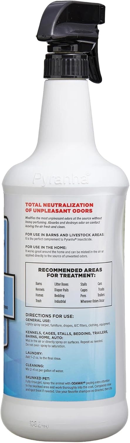 Pyranha, Odaway Ready-to-Use Odor Eliminator Spray – Broad Spectrum Scent Neutralizer for Home, Kennel, Car, Bathroom & Gear, Quart