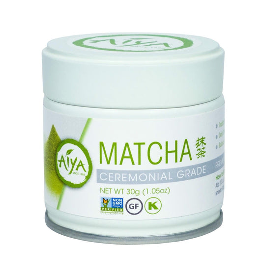 Aiya, Authentic Japanese Premium First Harvest Ceremonial Grade Matcha Green Tea Powder - Vegan-Friendly, Zero Sugar, Gluten-Free - 30g Tin