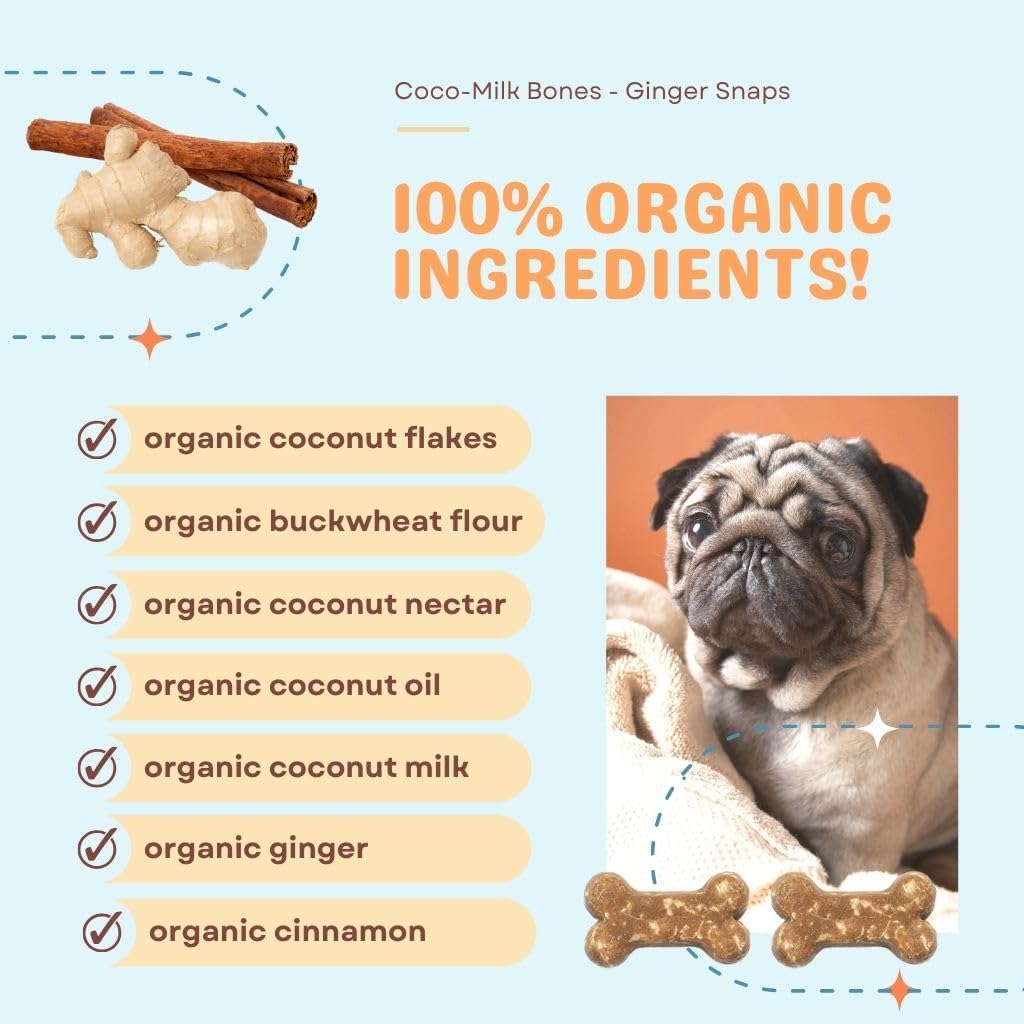 CocoTherapy, Coco-Milk Bones Dog Treat (Ginger Snaps) 6 Oz.